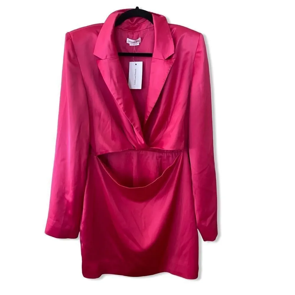 NWT Lovers and Friends Andie blazer dress pink satin mini cut out Revolve XL